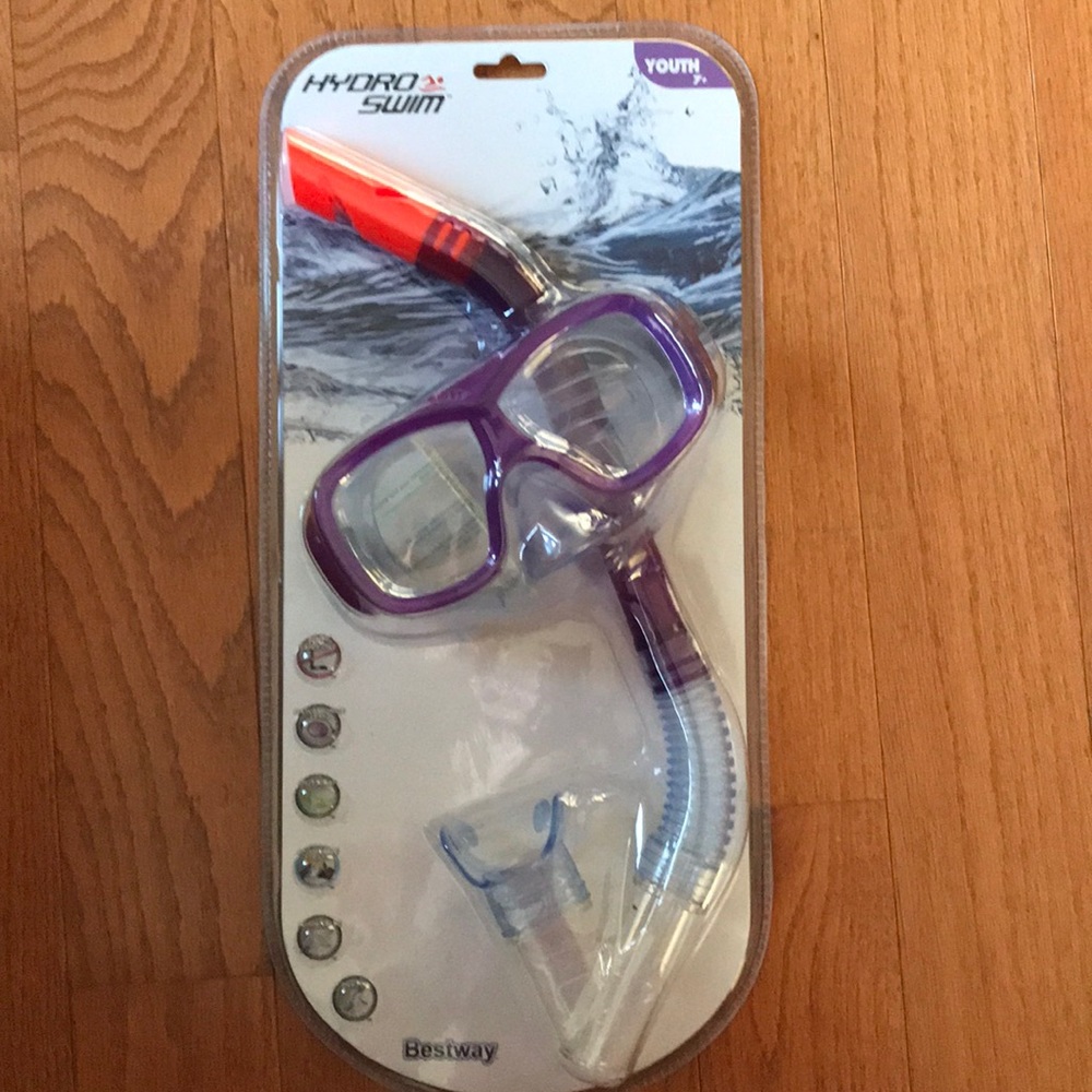Hydro swim snorkel and goggles set, youth 7+